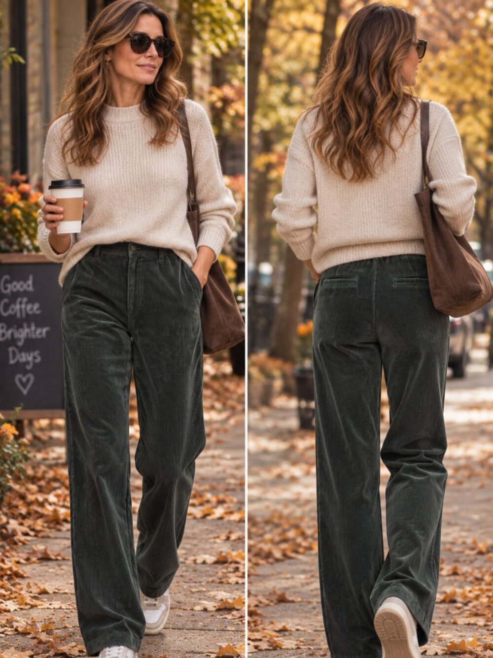 Northern Reflections women's green corduroy pants in a beautiful olive/forest gr